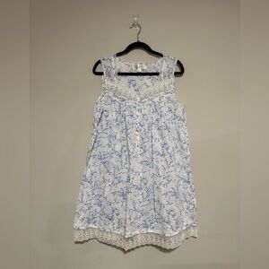 Eileen West Floral Sleeveless Cotton Night Gown Size Medium Traditional Cottage